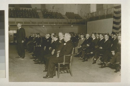 Frederick J. Koster addressing Law and Order meeting at Civic Auditorium, Wed. July 26 16 [i.e. 1916]