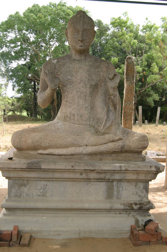 Monastery: Seated Buddha statue: Virāsana: Vitarka mudrā: Nunnery