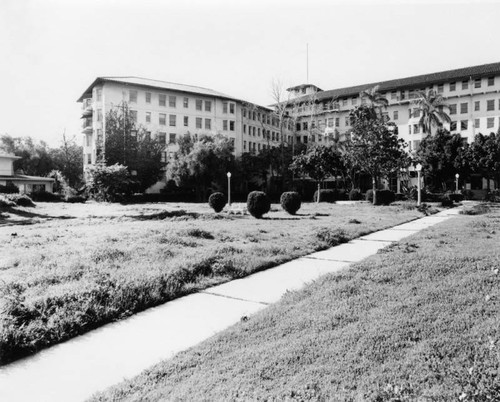 Ambassador Hotel and gardens, facing southwest