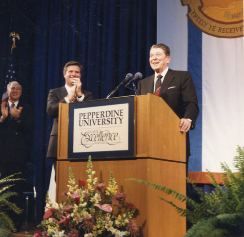 President Reagan being applauded