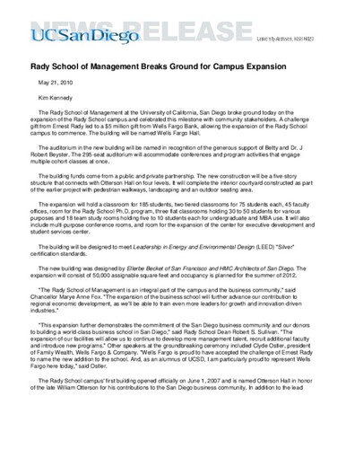 Rady School of Management Breaks Ground for Campus Expansion