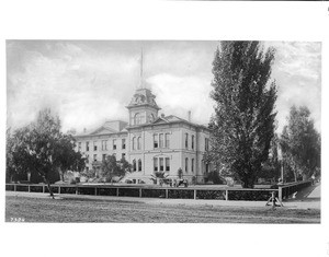 Exterior view of the Arizona(?) United States Army Headquarters Building on 6th Street at Hill Street,ca.1887