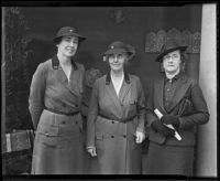 Mildred Esterbrook Mudd, Lou Henry Hoover, and Ethel Winston Whitiing, leaders of the Girl Scouts of the United States of America, Los Angeles, 1936