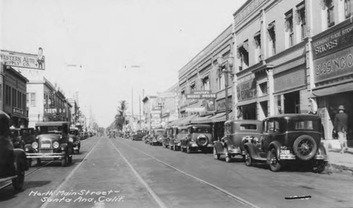Santa Ana. North Main Street looking north from Fourth Street, 1930