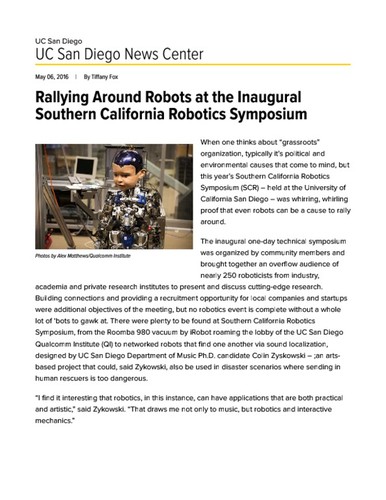 Rallying Around Robots at the Inaugural Southern California Robotics Symposium