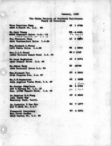 China Society of Southern California. Board Meeting minutes, 1959