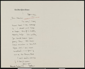 John Huston Finley, letter, 1930-09-12, to Hamlin Garland
