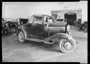 Two Ford coupes, Fitzgerald vs. Stonehen, Southern California, 1932