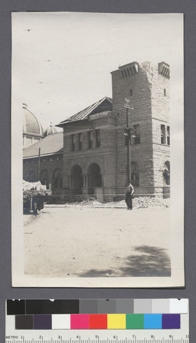 [Post Office building, San Jose, Calif., with dome of St. Joseph's Church in background]