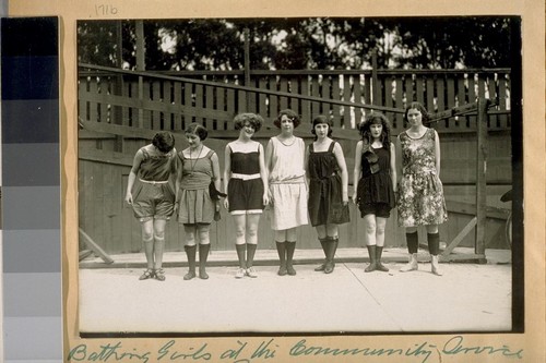 Bathing Girls at the Community Service Circus Ewing Field. S.W. cor. Masonic Ave. & Turk St. March 25 & 26, 1922
