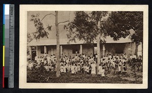 Teachers and students in front of a school, Toamasina, Madagascar, ca.1900-1930