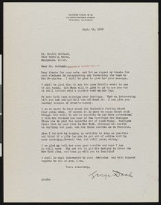 George Dock, letter, 1932-09-19, to Hamlin Garland