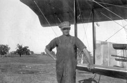August S. Huck, Sr. at the Sebastopol airfield in the early 1920s