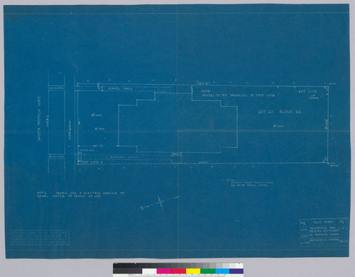 Mason Residence, plot plan, San Francisco, 1918