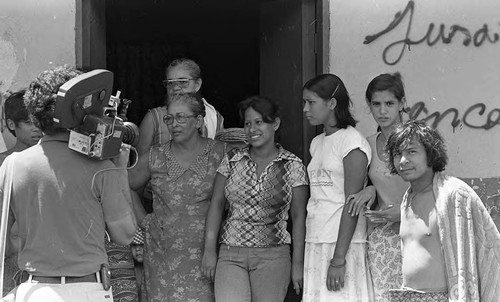 Group of people and camera operator, Nicaragua, 1979