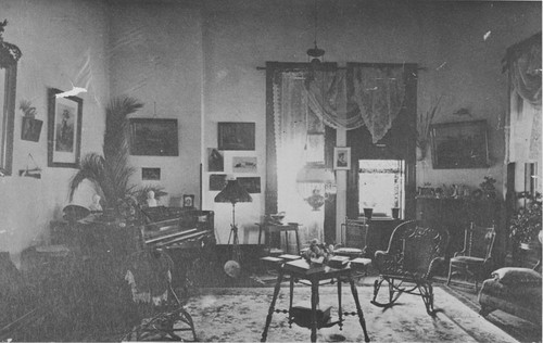 Palmyra Hotel interior, South Glassell at Palmyra, Orange, California, ca. 1900