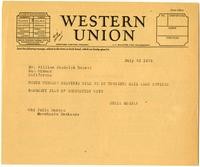 Telegram from Julia Morgan to William Randolph Hearst, July 22, 1929