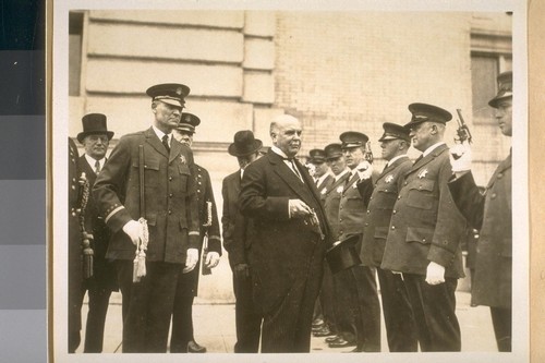 Nov. 3/28. The same inspection--S.F. [San Francisco] Police Dept. with Andrew F. Mahony, Capt. J. J. O'Meara, Capt. Chas. Goff and Mayor Rolph, Jr