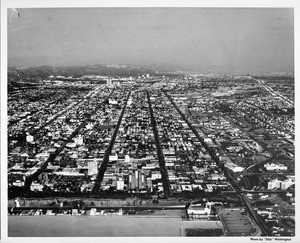 Aerial view of Santa Monica towards the east