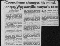 Councilman changes his mind, enters Watsonville mayor's race