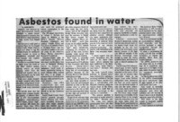 Asbestos found in water