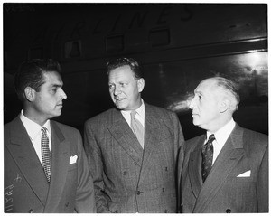 Austrian Ambassador arrives for official visit to Los Angeles, 1954
