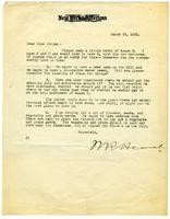 Letter from William Randolph Hearst to Julia Morgan, March 22, 1921