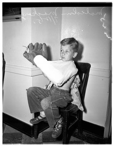 Broken arm on black top--42nd Street School, 1951