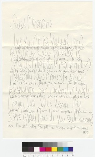 Letter to Morgan Thomas from James Lee Byars and B.B