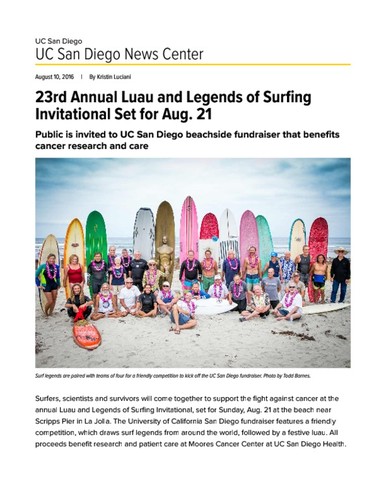 23rd Annual Luau and Legends of Surfing Invitational Set for Aug. 21