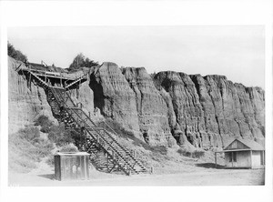 The "99 Steps" from the palisades to the beach below, Santa Monica, ca.1898