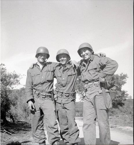Williams with two other trainees at Fort Ord