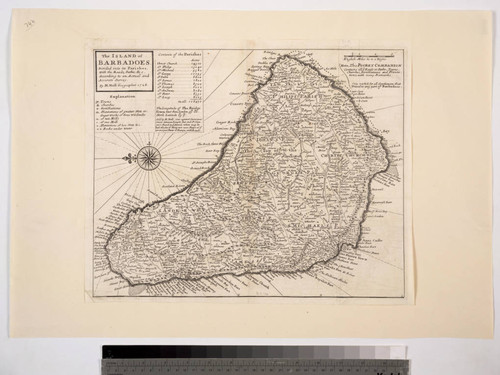 Island of Barbadoes. Divided into its Parishes, with the roads, paths. &c. According to an Actual and Accurate Survey. By H. Moll Geographer 1728