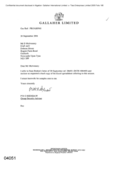 [Letter from PRG Redshaw to D Mulvenney regarding Sean Brabon letter]
