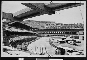 Construction of the New Dodgers Stadium in Chavez Ravine, Los Angeles