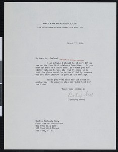 Winthrop Ames, letter, 1926-03-17, to Hamlin Garland