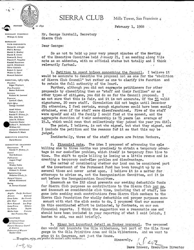 Sierra Club Board of Directors meeting minutes Jan - May 1968
