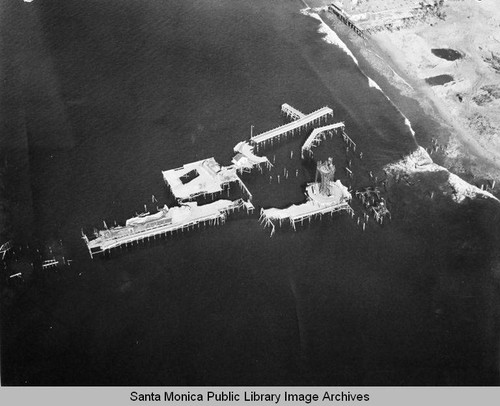 Remains of the Pacific Ocean Park Pier in Santa Monica Bay, January 13, 1975, 10:00AM