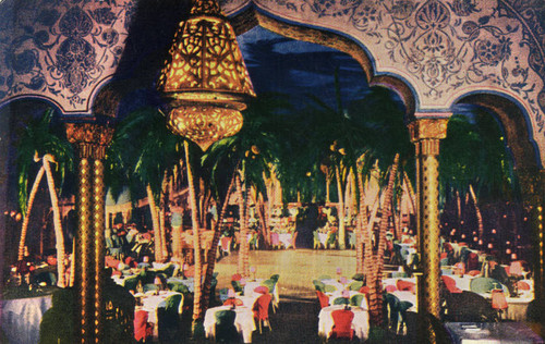 Postcard of interior, Cocoanut Grove nightclub