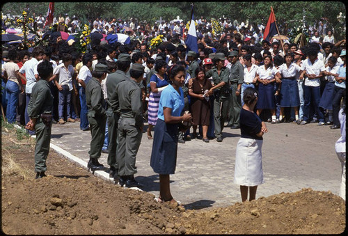 A woman mourns at a funeral procession, Nicaragua, 1983