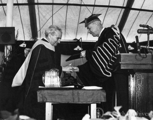 Theodore von Karman receiving an honorary degree from New York University