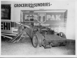 Silva's Grocery and Yarn Shop, across from Parkside School at Jewell and Bodega, is hit by a car on September 1, 1954