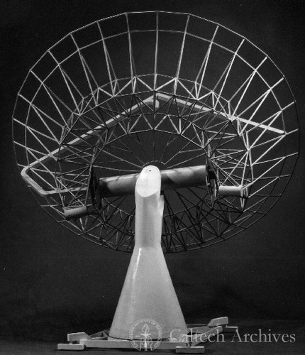 Model of 90-foot diameter radio telescope at Owens Valley