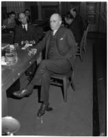 Norman W. Church being questioned by the Senate's race track investigating committee, Los Angeles, March 5, 1940