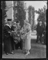 Mrs. Herbert Hoover with Whittier College President, Dr. Walter F. Dexter, and his wife, Whittier, 1933