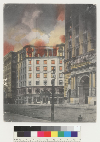 Examiner Bldg., in the grip of the fire, San Francisco, Cal. [Hearst Building, center; Call Building, right. No. 1107.]