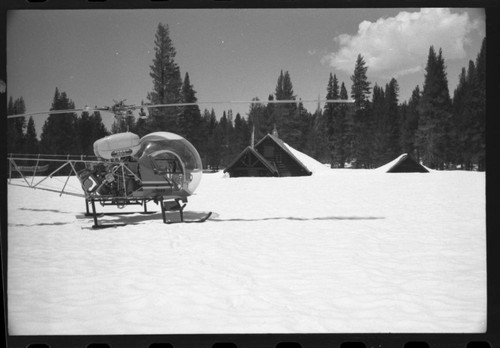 Helicopter Activities, Snow Survey, Helicopter at Hockett Meadow. Ranger Stations
