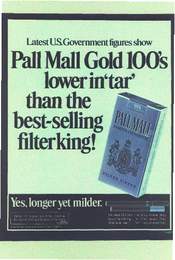 Pall Mall 100's now lower in 'tar' than the best-selling filter king