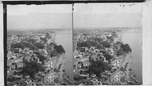 Benares from a minaret beside Ganges. India