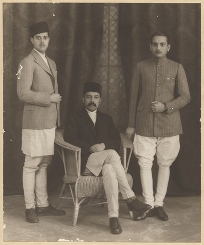Untitled (Royal [Nepalese?] men: one seated, with two men standing)